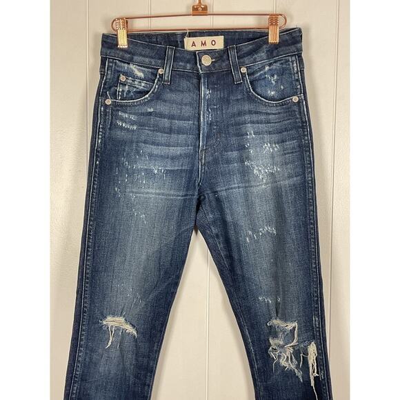 AMO Jeans Womens Babe Into the Blue High Rise Button Fly Cropped Jeans Size 26 - Picture 2 of 9